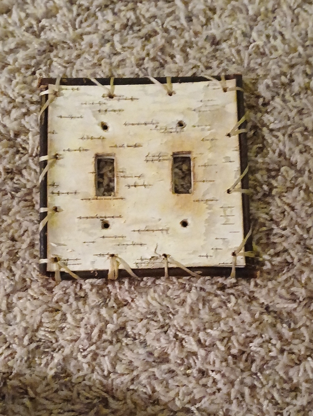 Decorative Birch Bark Double Toggle Wall Plate - Natural White & Brown